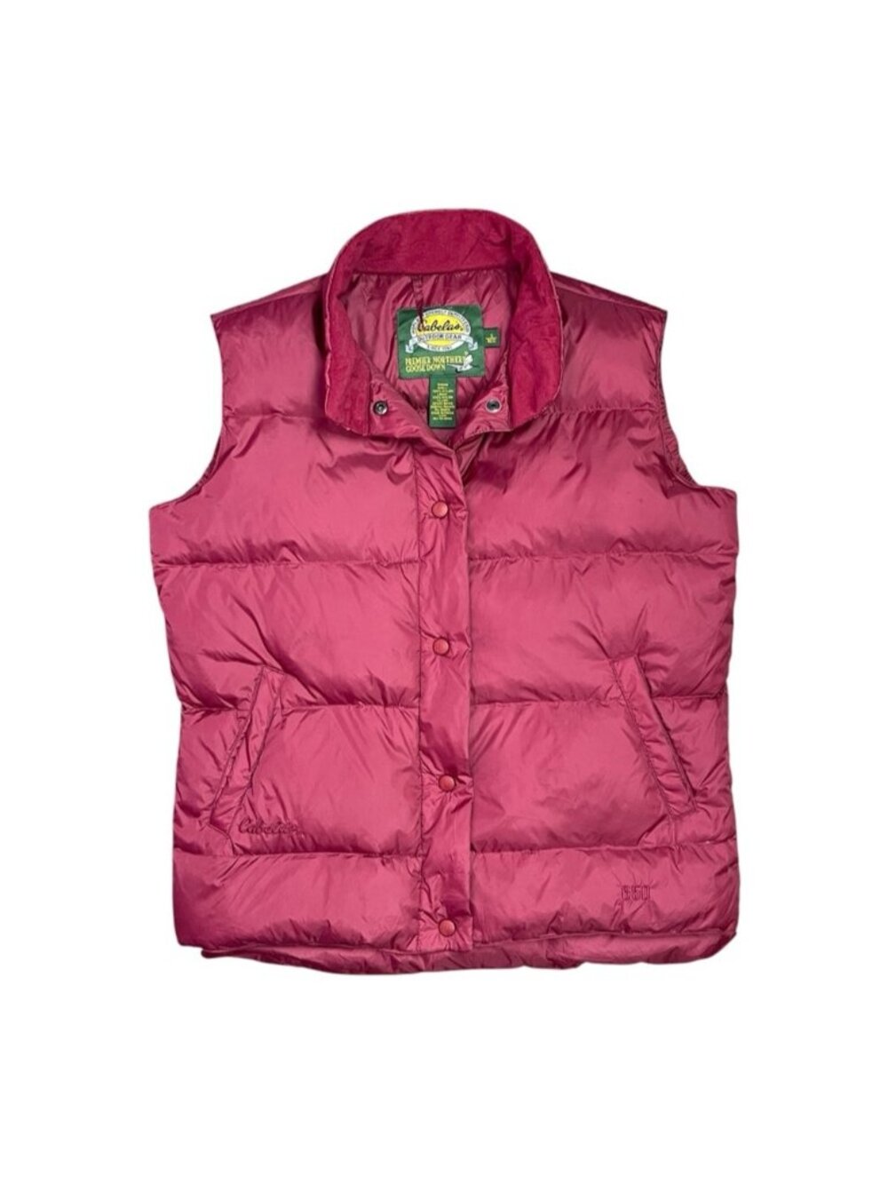 Vintage Cabela's Premier Goose Down Puffer Vest Men's Small Burgundy 650 Fill